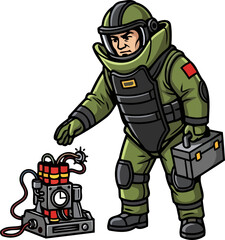 Obraz premium crisis technician deactivates volatile threat, showcasing calm expertise under extreme pressure, isolated on transparent background