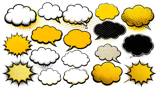 Comic Book Speech Bubbles Set Expressive Collection of Thought and Dialogue Elements