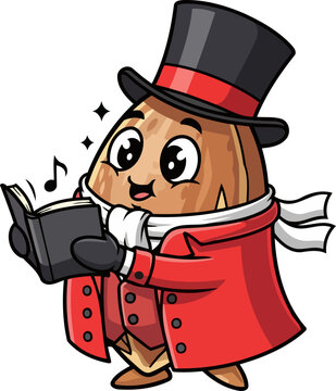 dapper nut crooner spreading festive cheer with heartfelt holiday carols, isolated on transparent background