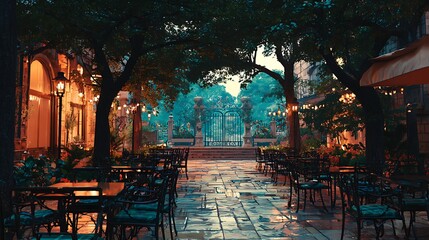 outdoor cafe in the morning