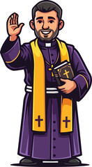 joyful reverend extends open invitation, embodying faith and spiritual warmth, isolated on transparent background