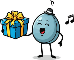 Obraz premium melodious giftgiver character celebrates special moments with a heartfelt present and song, isolated on transparent background
