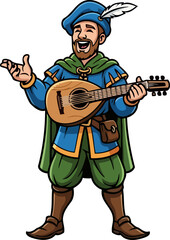 merry minstrels song fills the air with ancient folk tunes and heartfelt laughter, isolated on transparent background