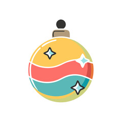 Colorful christmas ornament with stars on on transparent background