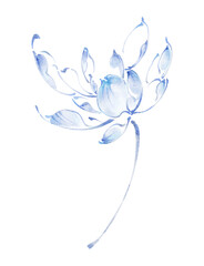 Exquisite blue watercolor lotus flowers