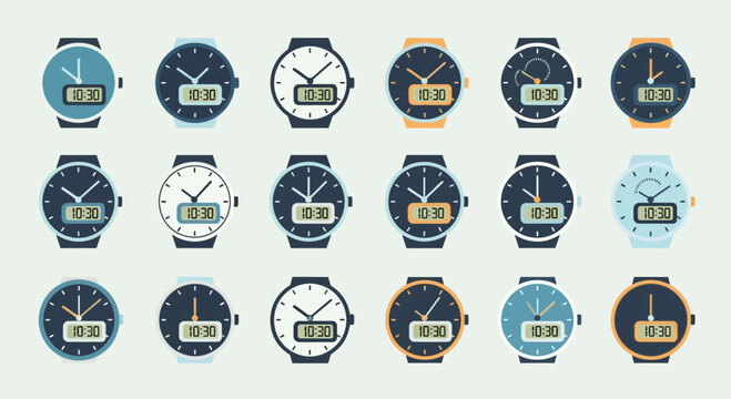 Collection of modern wristwatches displaying 10:30, perfect for timekeeping and fashion concepts