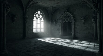 Fototapeta premium Empty square room with Chamber in greatest Gothic castle