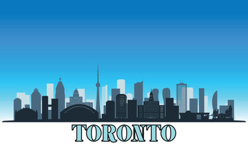 Fototapeta premium Global city Toronto shown in a detailed vector skyline with a bright blue sky