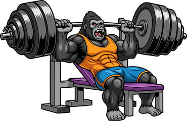 unleashed gorilla power dominating heavy weights in an intense gym session, isolated on transparent background