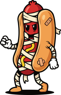 unwrap the mystery a spectral hot dog warrior ready for an ancient, zesty battle, isolated on transparent background