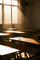 Morning Sunlight Through Classroom Window
