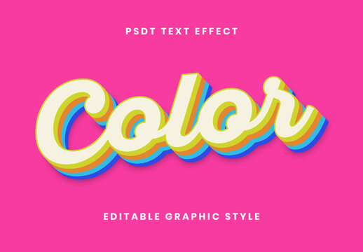 Colorful Rainbow Text Effect Retro Script Layered Font
