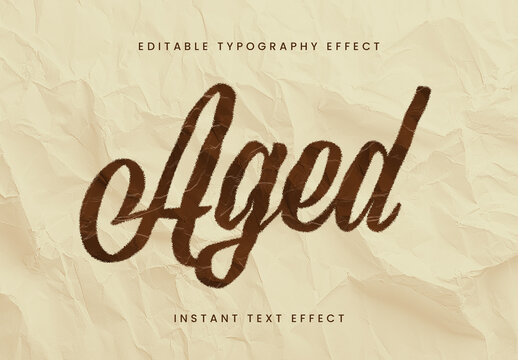 Brown Wrinkled Vintage Paper Text Effect Script Scrumpled Font