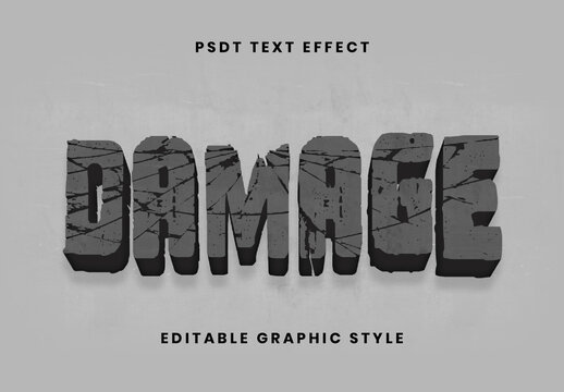 Gray And Black Broken Text Effect Concrete Block Font