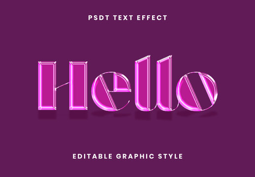 Purple 3D Glass Text Effect Geometric Outline Font