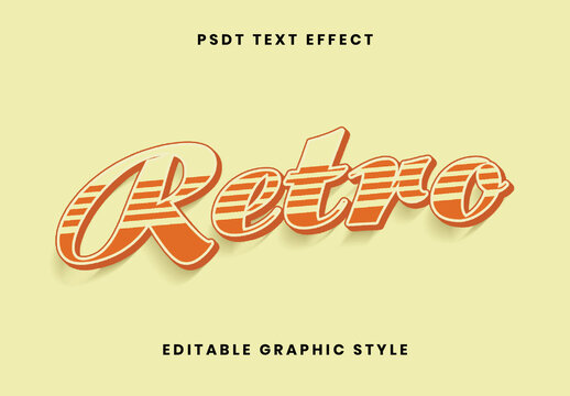 Yellow And Red Retro Groovy Text Effect Script Striped Vintage Font