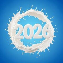 Celebrate the Freshness of 2026 with this Stunning Milk Splash, Perfect for Dairy Ads and New Year Promotions, Delicious and Exciting, Taste the Future