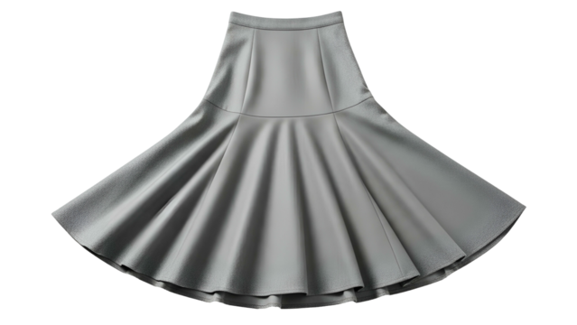 Flared gray garment section isolated against a solid dark background