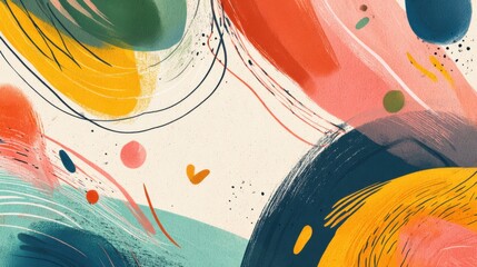 Abstract artistic background with vibrant colors and dynamic brush strokes creating a lively and energetic composition