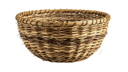 Handcrafted natural fiber container displays intricate woven texture against a dark background