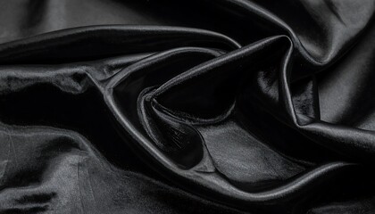 Elegant Black Satin Fabric Draped and Flowing.