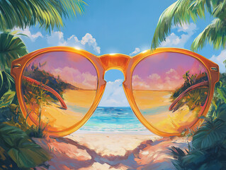 Whimsical Giant Sunglasses Offering Shade to an Entire Coastal Beach