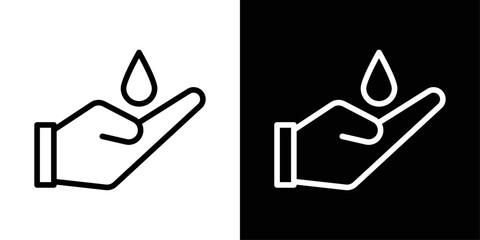 Save Water Tap icon in black and white stroke on background. Ideal for water conservation themes, eco campaigns, plumbing guides, and sustainability projects.