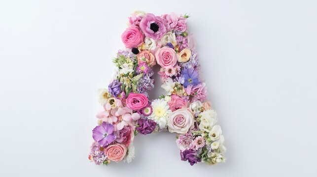 Letter A Formed by Flowers, Creative Letter Design Decoration Art Material
