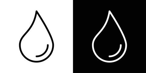 Water Drop icon in black and white stroke on background. Perfect for hydration apps, eco-water projects, weather graphics, and clean water awareness.