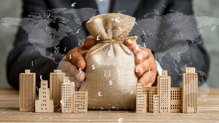 Futuristic Financial Concept Symbolizing Global Capital Flow and Urban Economy