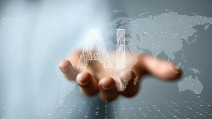 Future Concept of AI and Global Networks Expanding from the Hand