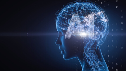 Future Thinking Concept Merging AI Intelligence with a Digital Brain Network