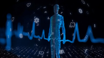 Healthcare Concept Symbolizing Future Medicine and Digital Human Data