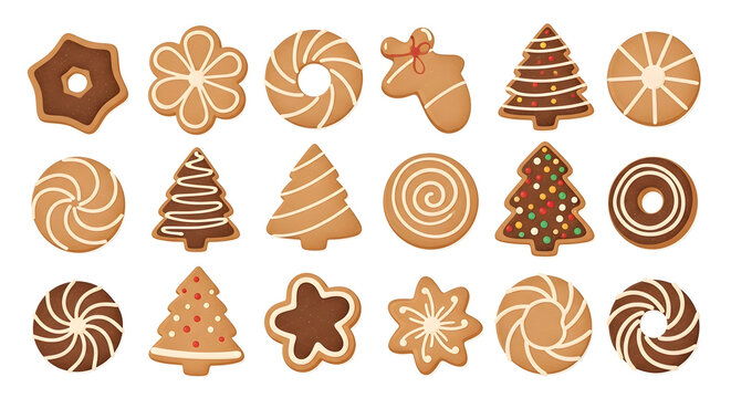 Assorted Festive Gingerbread Cookies A Collection of Holiday-Themed Baked Treats and Decorations