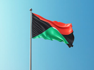 Vibrant Pan-African Flag Fluttering with a Bright Sky Backdrop