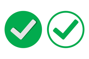 Green check mark icon clean filled and outline tick mark on transparent background.  © SOUMYA