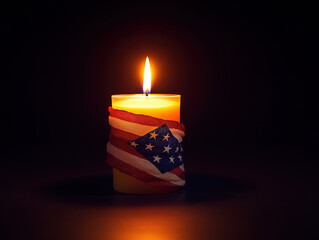 The American Flag Embracing a Candle Flame with Soft Light
