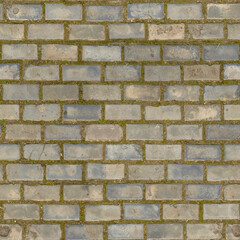 Aged Grey Brick Paving Pattern Detail in Full Frame Outdoor Ground
