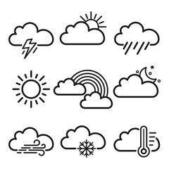 Set illustration of weather line art style collection