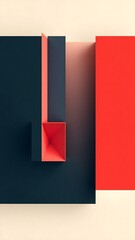 Minimalist 3d geometric vibrant color blocks abstract composition background for business project design and template