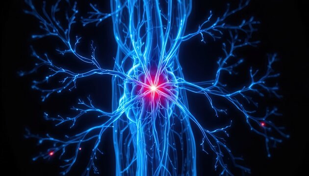 Stunning neural network with glowing connections showcases cutting edge technology and brain science, perfect for medical innovation and research concepts - Powered by Adobe