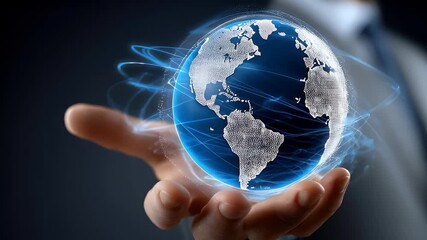 Globe held in hand illustrating global connectivity and technology