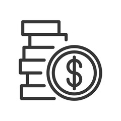 Stack Of Coins Illustration with Outline Style Variation © bejoicon