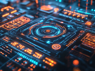 Obraz premium A Digital Holographic Interface for Social Media in a Futuristic World