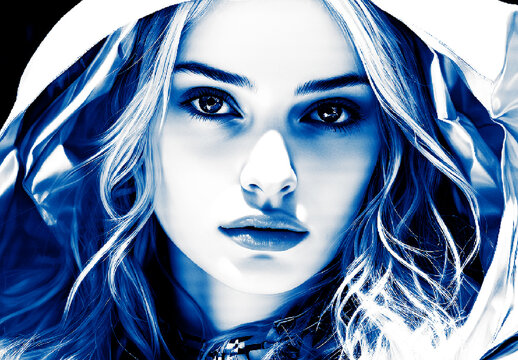 Blue And White Halftone Print Texture Photo Effect