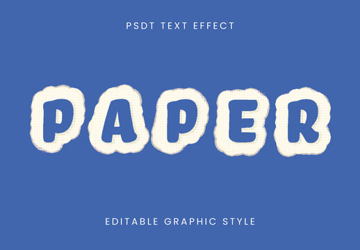 Blue And White Paper Cutout Text Effect Fun Bold Torned Font
