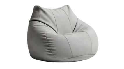 Light colored cushioned seating apparatus appears isolated against a deep black background