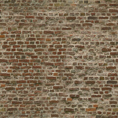 Distressed Detailed Old Red Brick Wall Texture with Weathering Effects