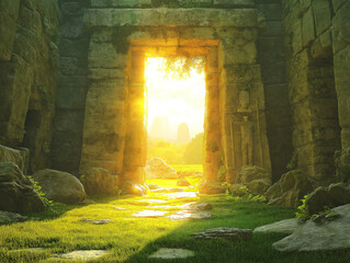 Sunbeam and Ancient Ruins in Perfect Solstice Alignment