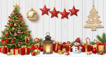 Marry Christmas And Happy New Year Background